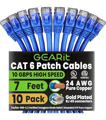 Amazon.com: GEARit Cat 6 Ethernet Patch Cable 4 ft Blue (24-Pack